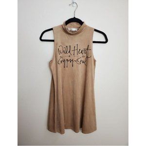 Gaze Size XS faux suede mini dress tan brown sleeveless wild heart gypsy soul